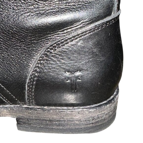 FRYE Tyler Double Zip Leather Combat Moto Laced Ankle Boots Black 6.5 - Picture 5 of 13